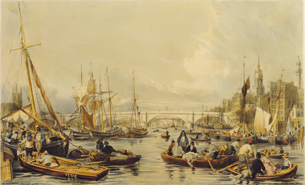 Pool med udsigt mod London Bridge af William Parrott