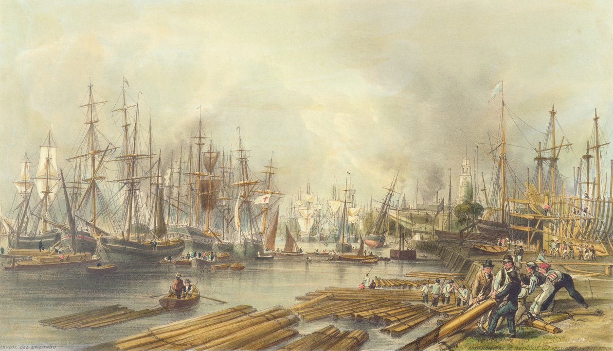Skibsbyggeri ved Limehouse, 1840 af William Parrott