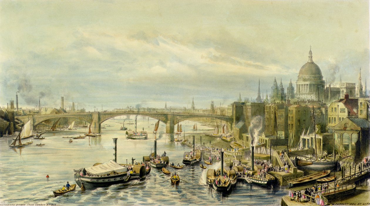 Southwark Bridge fra London Bridge af William Parrott
