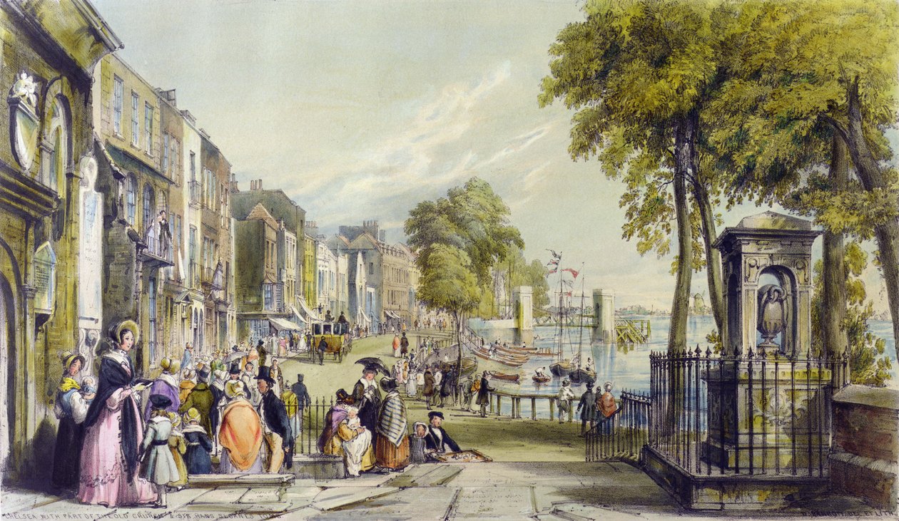 Udsigt over Cheyne Walk, Chelsea, 1840 af William Parrott