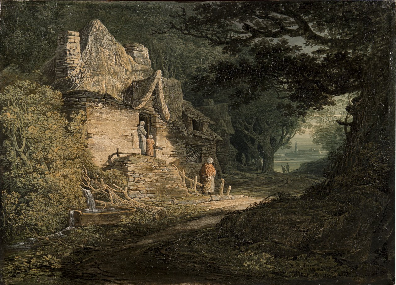 Et sommerhus ved en skovsti, 1797 af William Payne