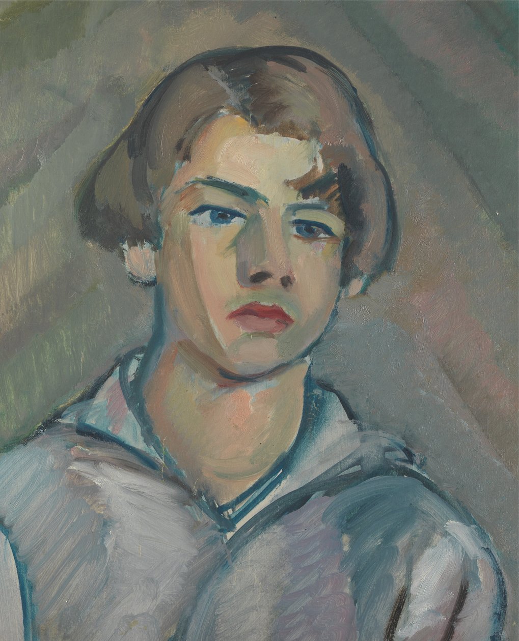 Portræt af en ung mand med langt hår af William Peploe