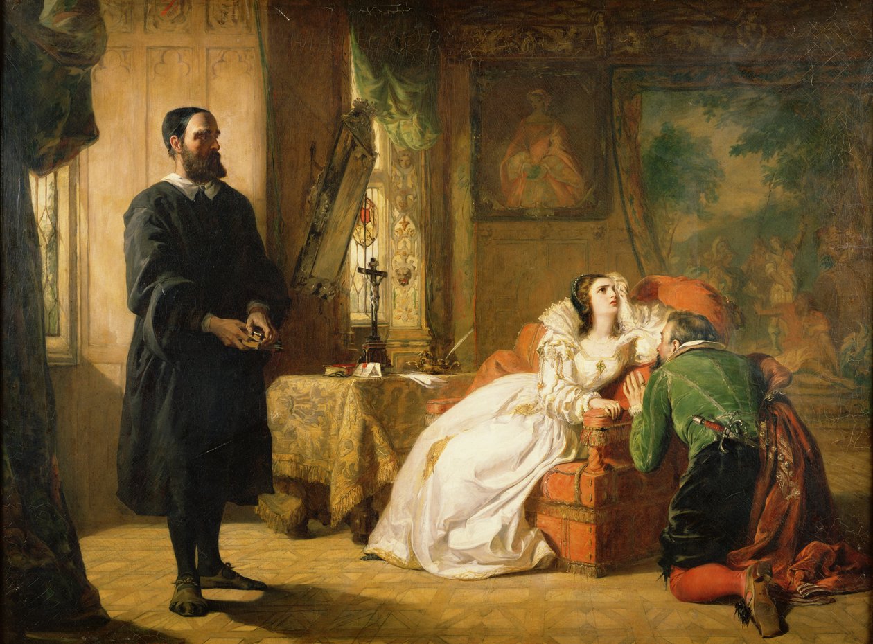 John Knox (1512-72), der gengiver Mary, dronning af Skotland (1542-87), midt i det 19. århundrede af William Powell Frith