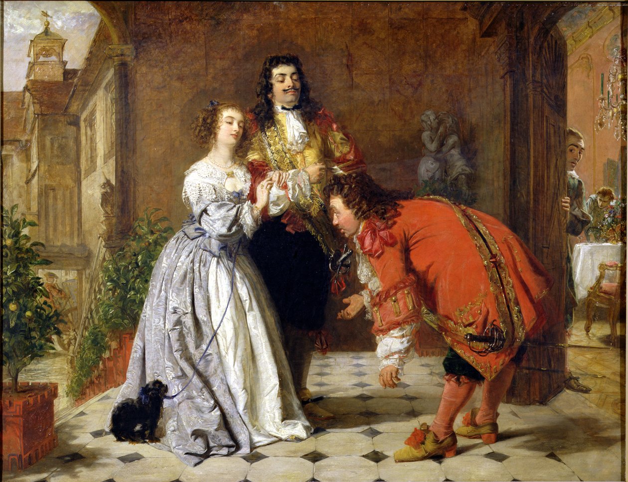 Scene fra Molières "Den vordende gentleman", 1848 af William Powell Frith