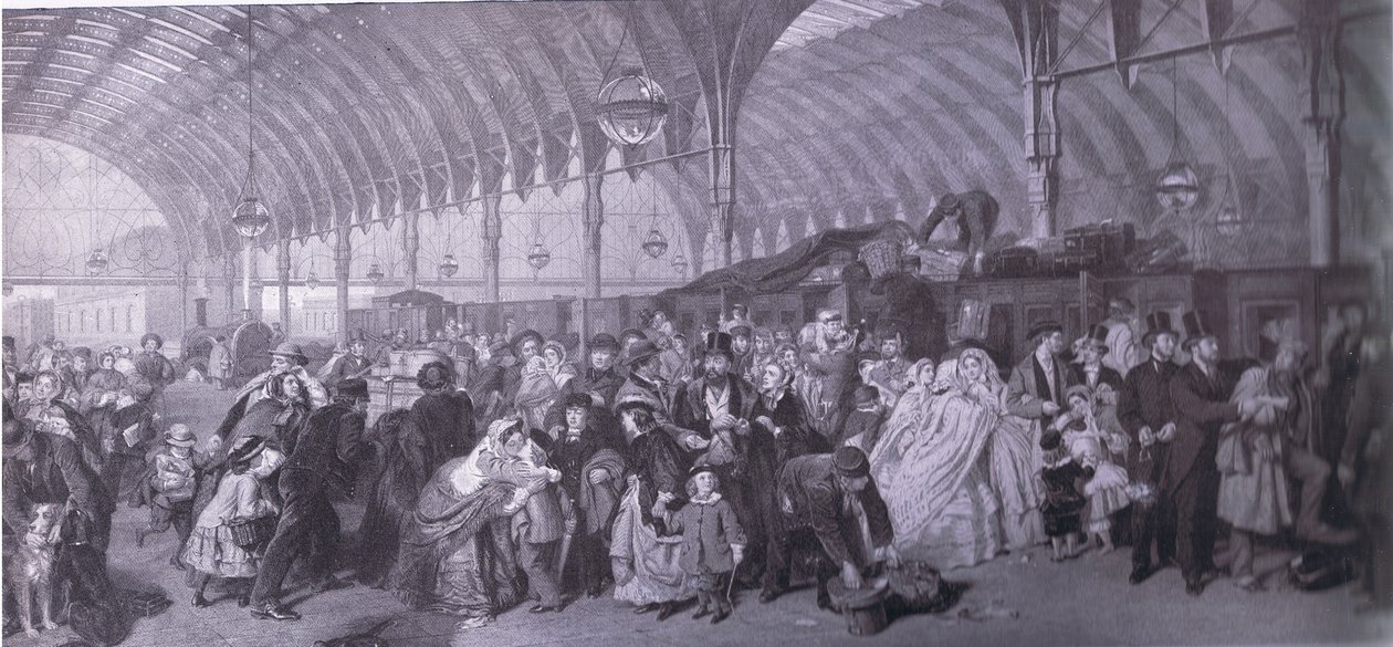 The Railway Station, Bibbys Annual, 1916-1917 af William Powell after Frith