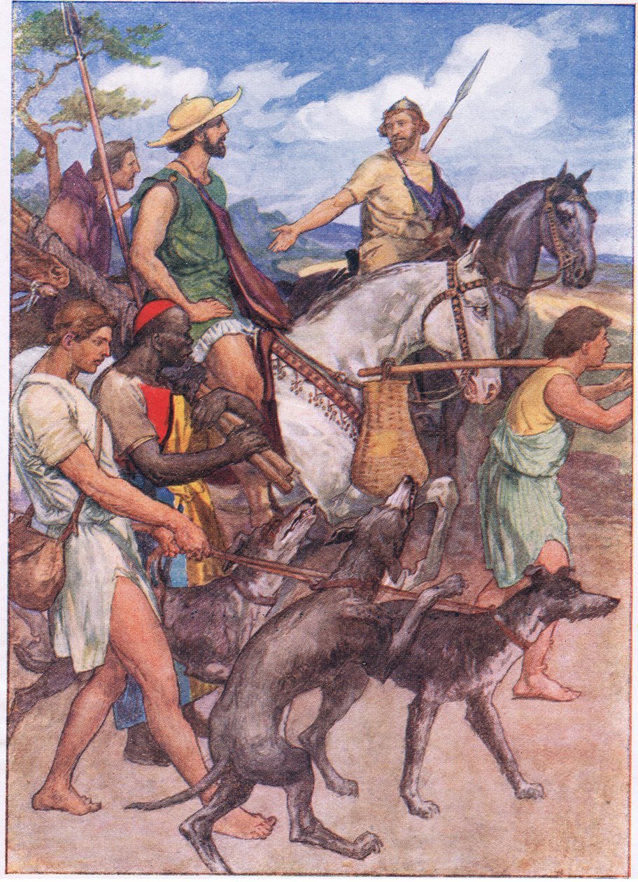 Pelopidas tager afsted til Theben, fra Plutarch Lives udgivet af T C & E C Jack Ltd, 1920