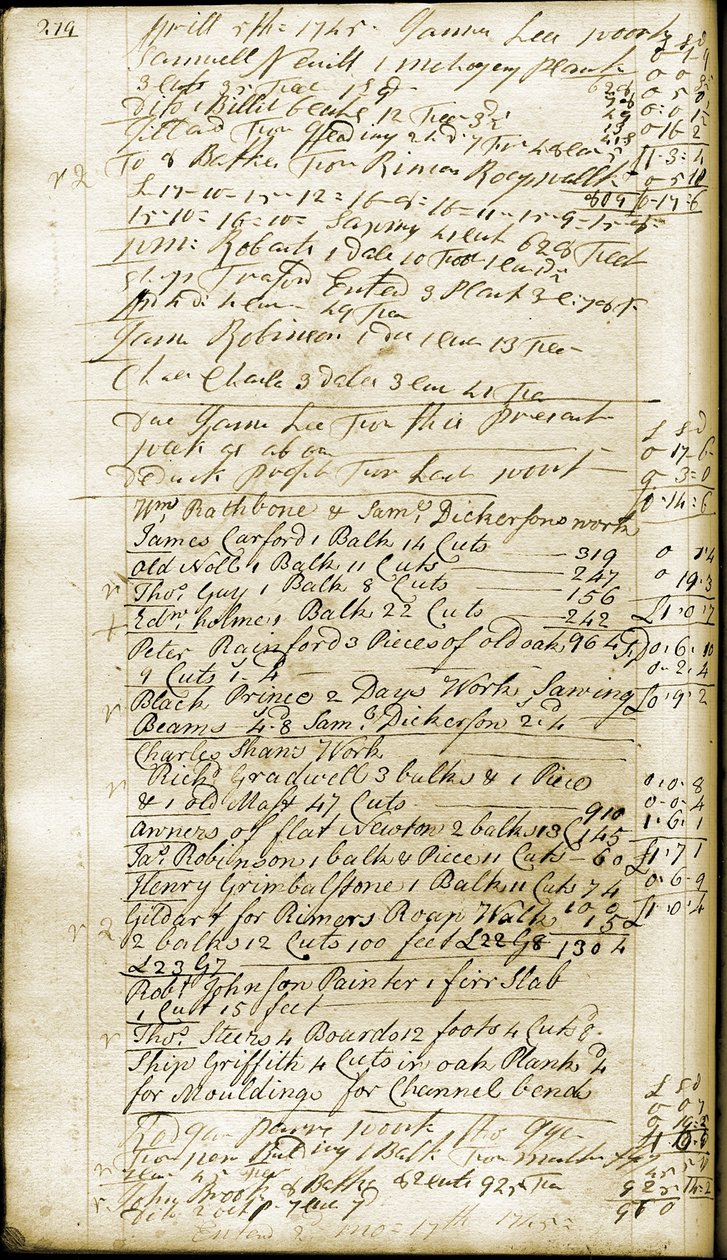Side 279, fra Rathbones notesbog, 1742 (blæk på papir) af William Rathbone II