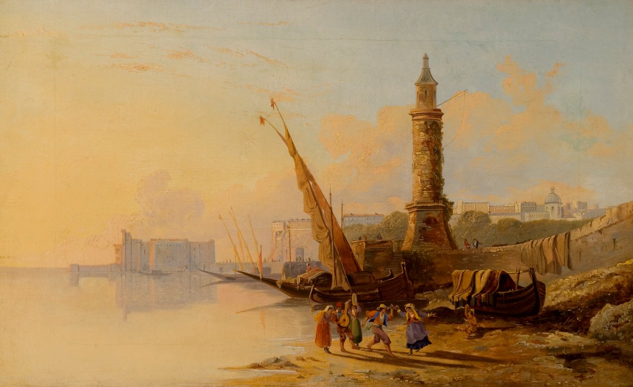 Italiensk kystscene af William Raymond Dommerson