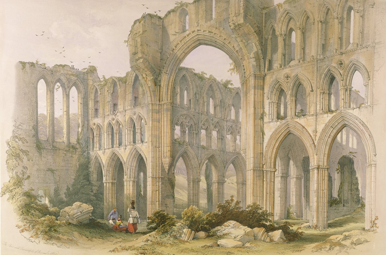Rievaulx Abbey, tværskibet og koret, fra 