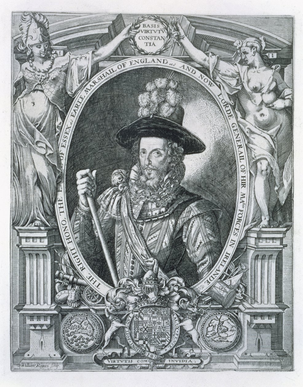 Portræt af Robert Devereux (1566-1601) 2. jarl af Essex, til minde om hans Lord Lieutenancy of Ireland, 1599 af William Rogers
