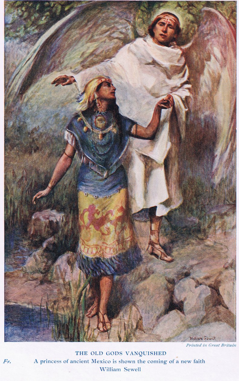 De gamle guder besejret - En prinsesse fra Mexico får vist, at en ny tro er på vej, illustration fra "The Book of Myths af William Sewell