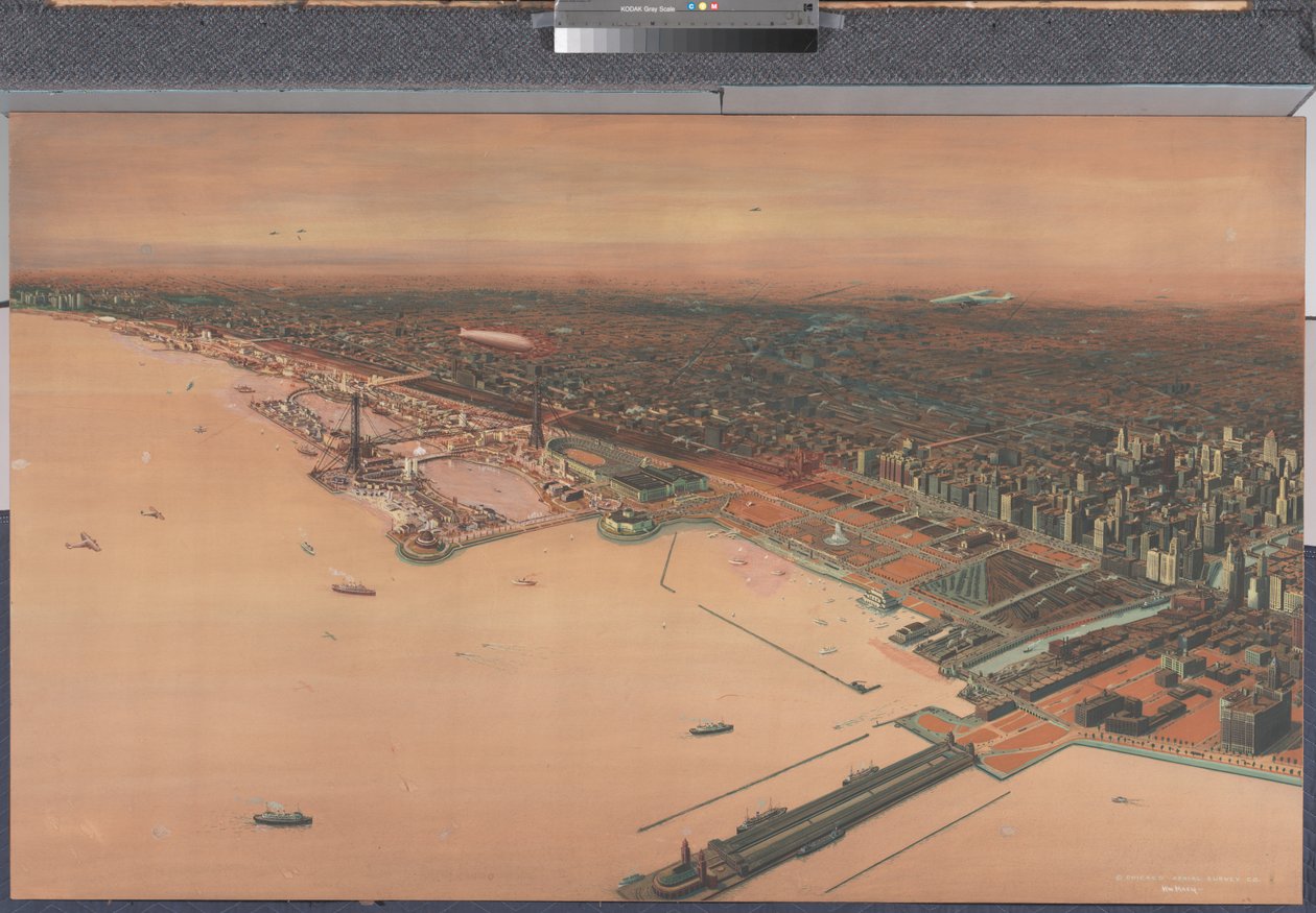 Udsigt over Chicago Skyline - Century of Progress af William Starbuck Macy