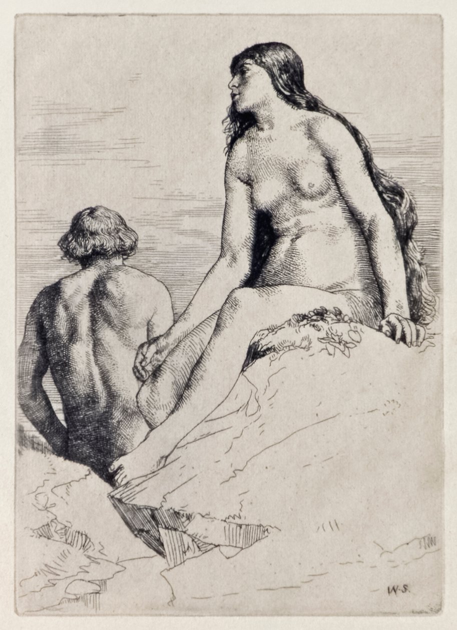 Happy State of Adam and Eva fra Paradise Lost af John Milton (1608-1674) en serie på 12 illustrationer ætset af William Strang (1859-1921) af William Strang