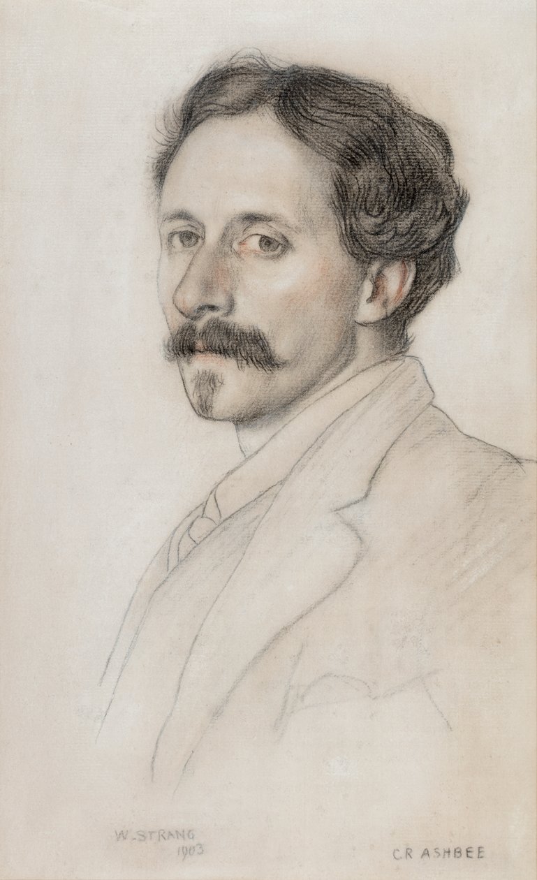 Portræt af Charles Robert Ashbee (1863-1942) 1903 (kul og kridt) af William Strang