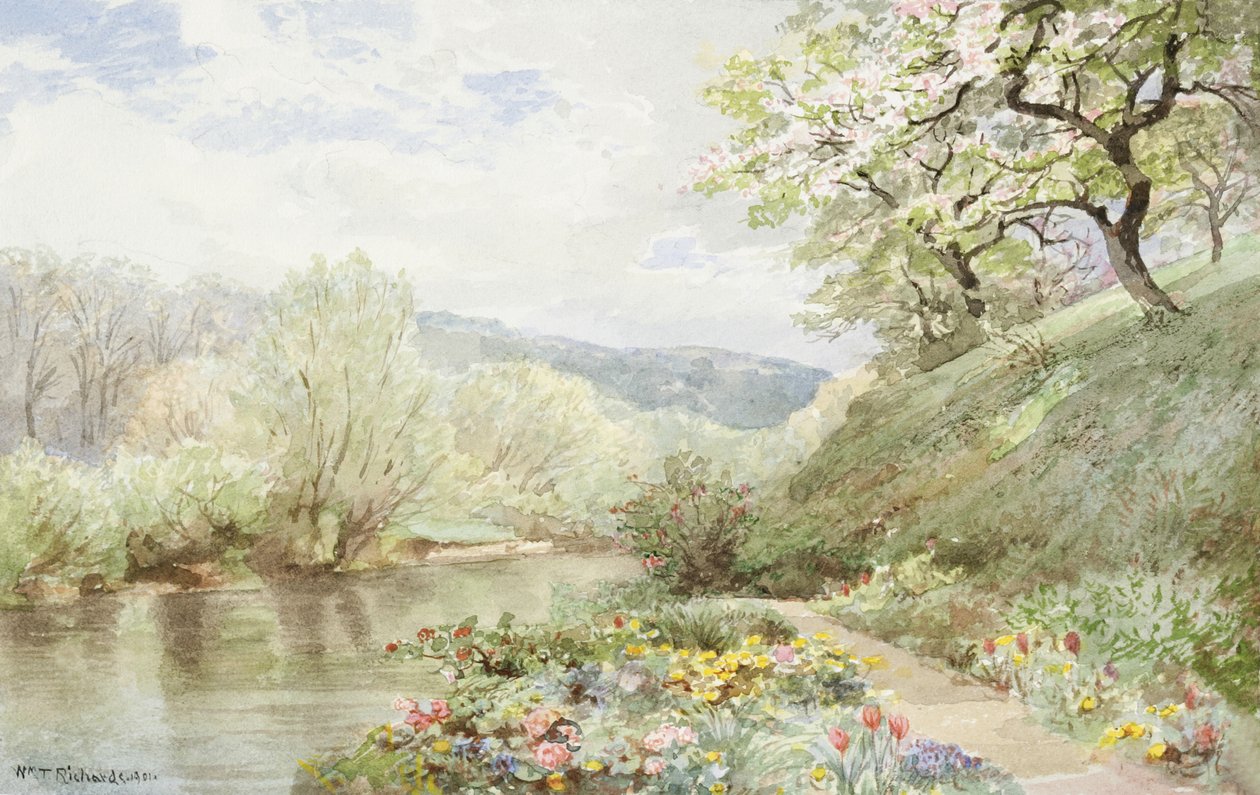 Fidelia Bridges Garden i Canaan, Connecticut, 1901 (wc & gouache på papir) af William Trost Richards