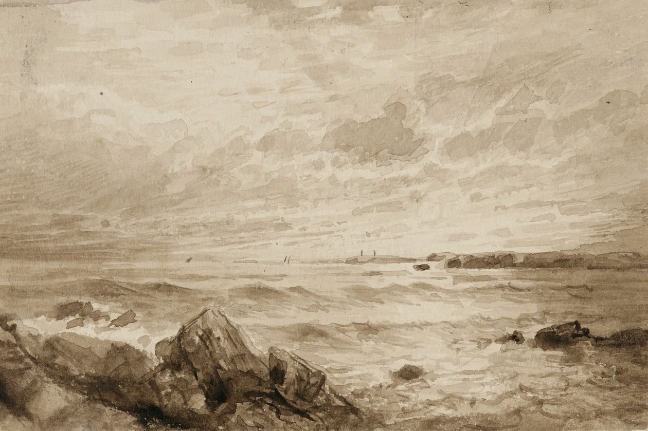 Rocks and Sea (vask på papir) af William Trost Richards
