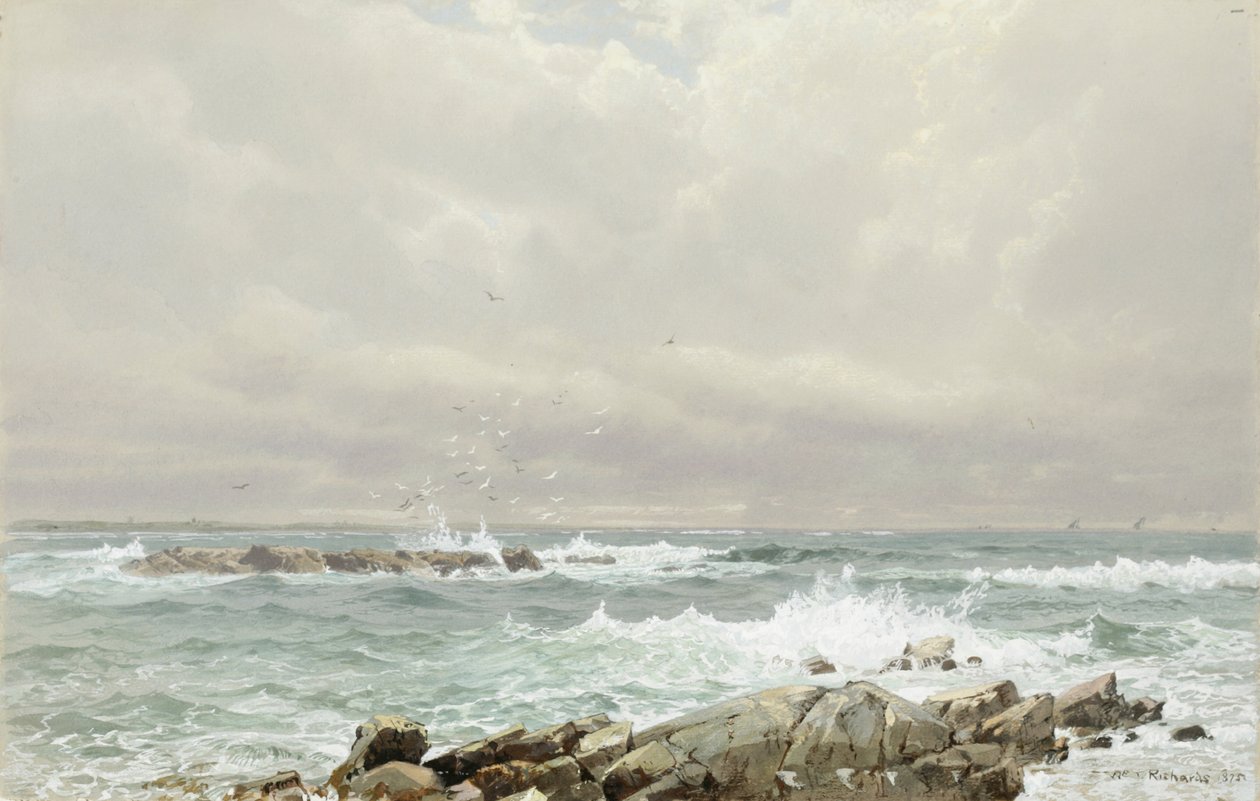 Seascape, 1875 (wc & gouache på cremevævet papir) af William Trost Richards