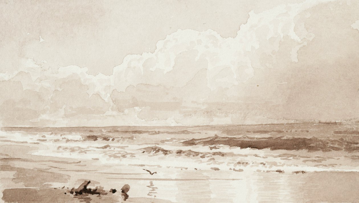 Havlandskab med fugl (vask på papir) af William Trost Richards
