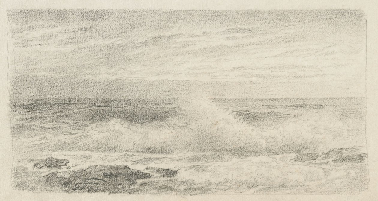 Havlandskab med spray, 1900-05 (grafit på buff-vævet papir) af William Trost Richards