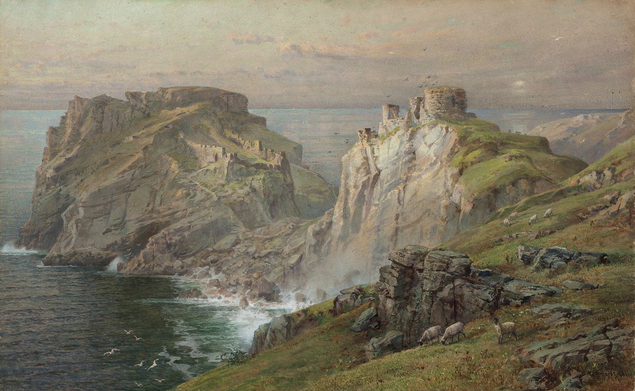 Tintagel, 1881 (wc på papir monteret på karton) af William Trost Richards