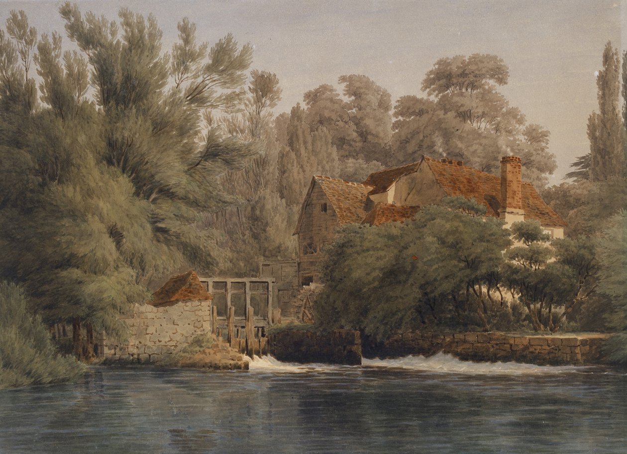 Iffley Mill (akvarel med kuglepen og brunt blæk) af Joseph Mallord William Turner