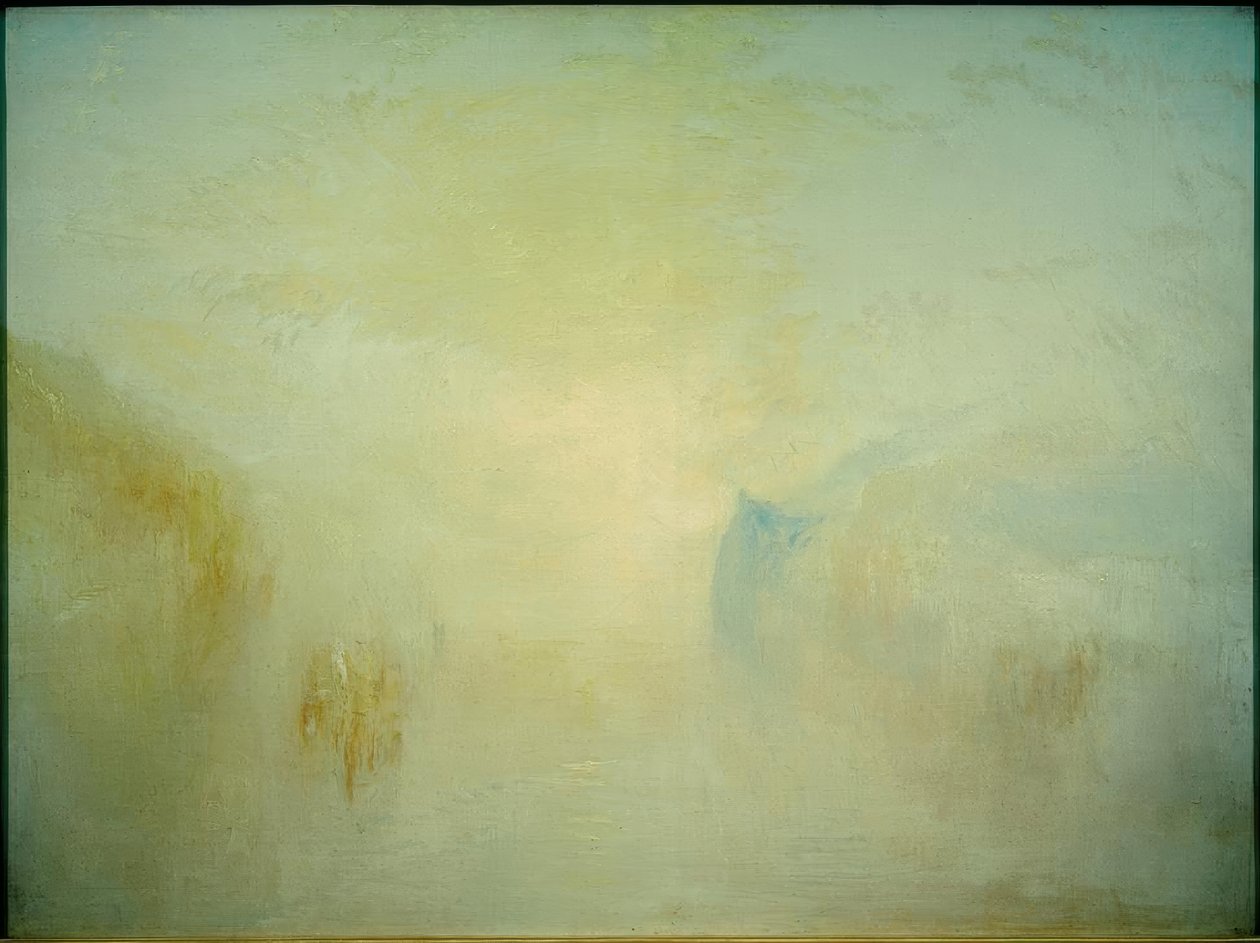 Solopgang, med en båd mellem forageren af Joseph Mallord William Turner