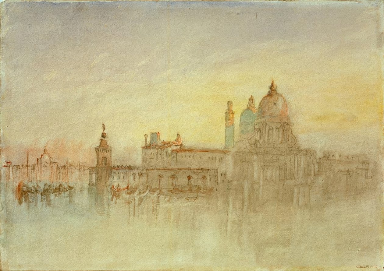 Punta della Dogana og Santa Maria della Salute på Twi af Joseph Mallord William Turner