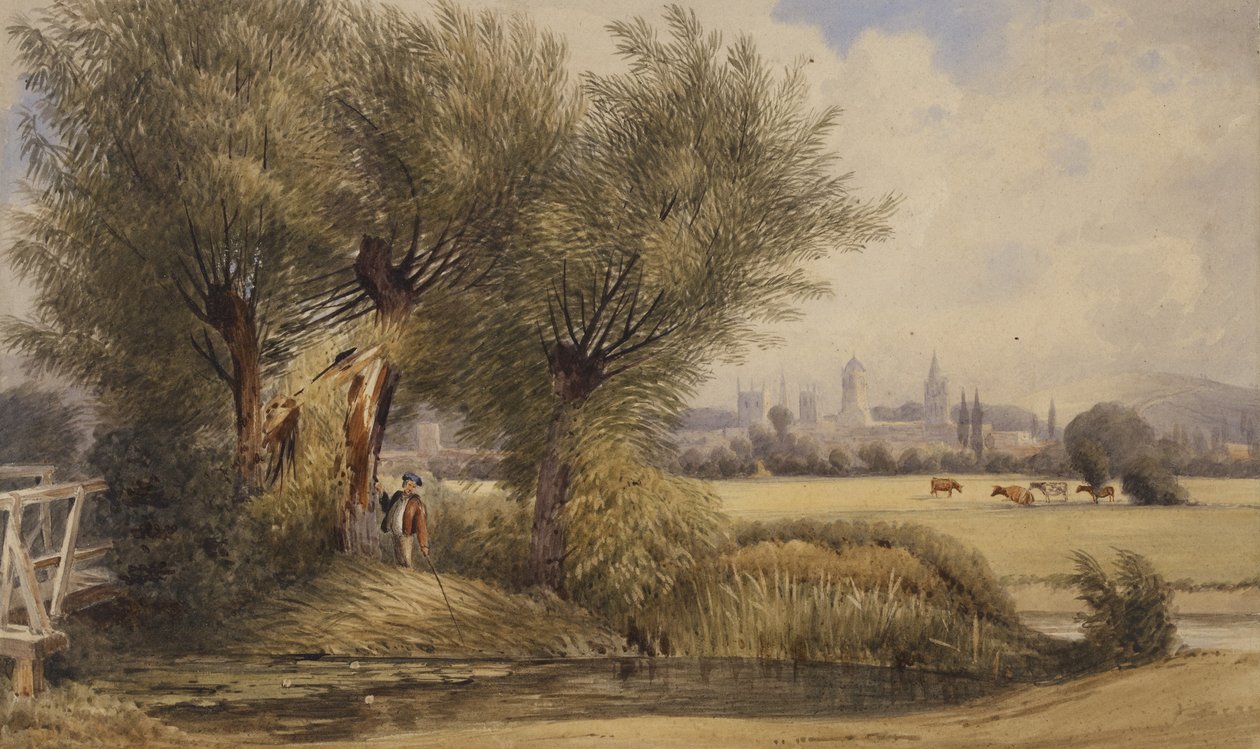 Udsigt over Oxford fra floden (akvarel på papir) af Joseph Mallord William Turner