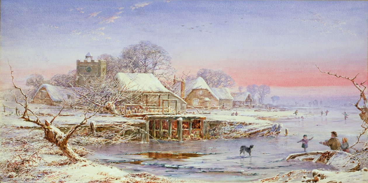 Skøjteløb ved solnedgang af William W. Gosling
