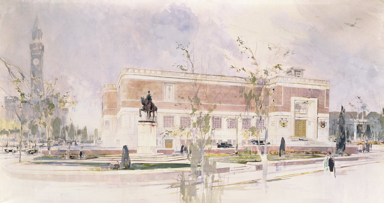 Barber Institute of Fine Arts (wc og kropsfarve på papir) af William Walcot
