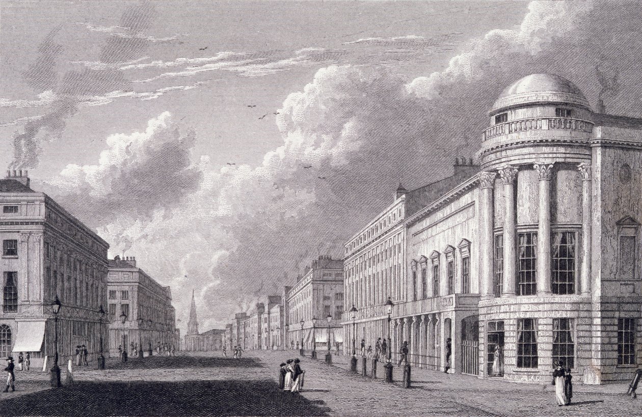 Regent Street, med Argyle Rooms, indgraveret af Charles Heath, 1825 af William Westall