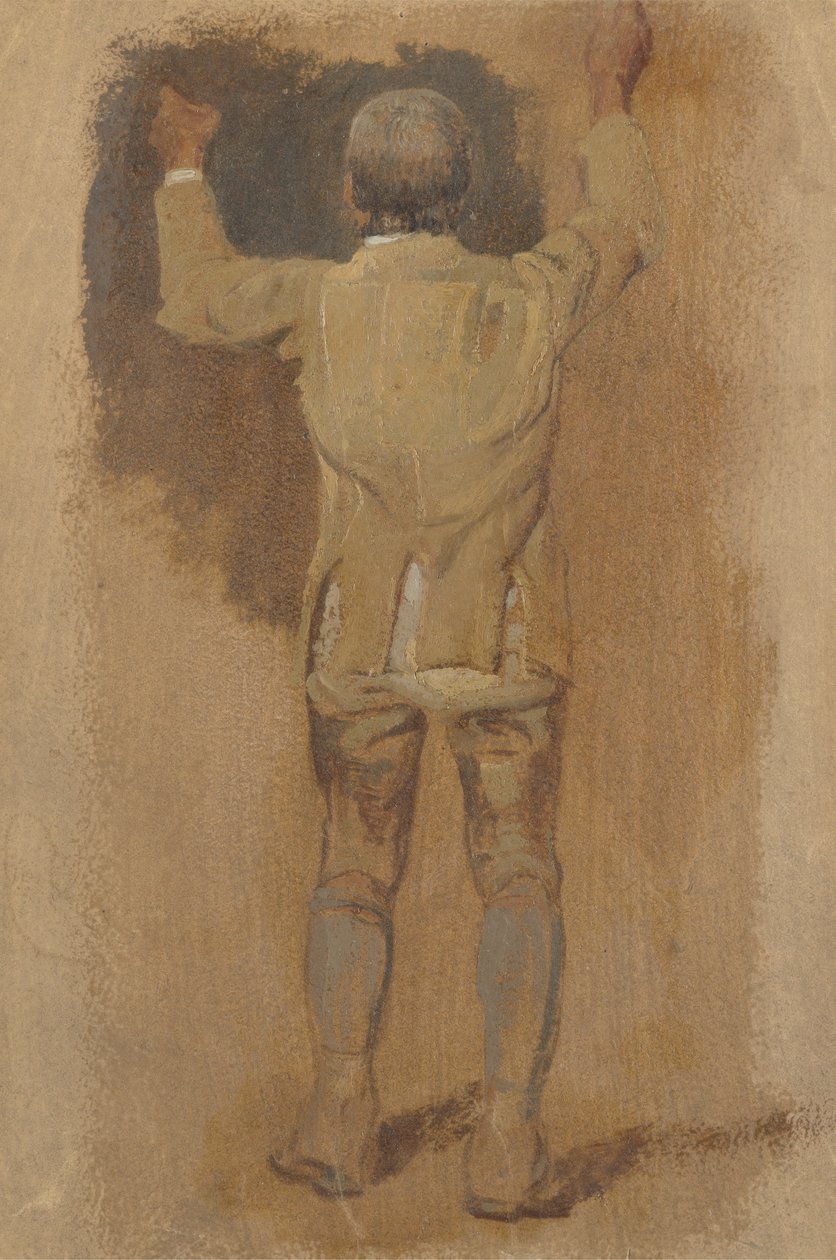 Studie af en brudgom, set bagfra, 1857 (olie på solbrunt papir) af William Havell