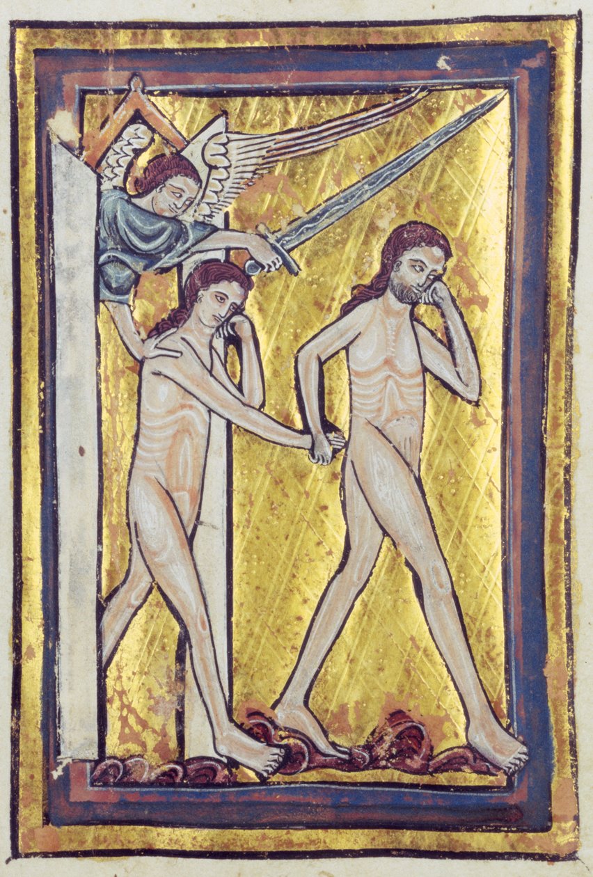 Adam og Eva forvist fra Paradiset, fra en bog med bibelbilleder, ca. 1250 af William de Brailes  