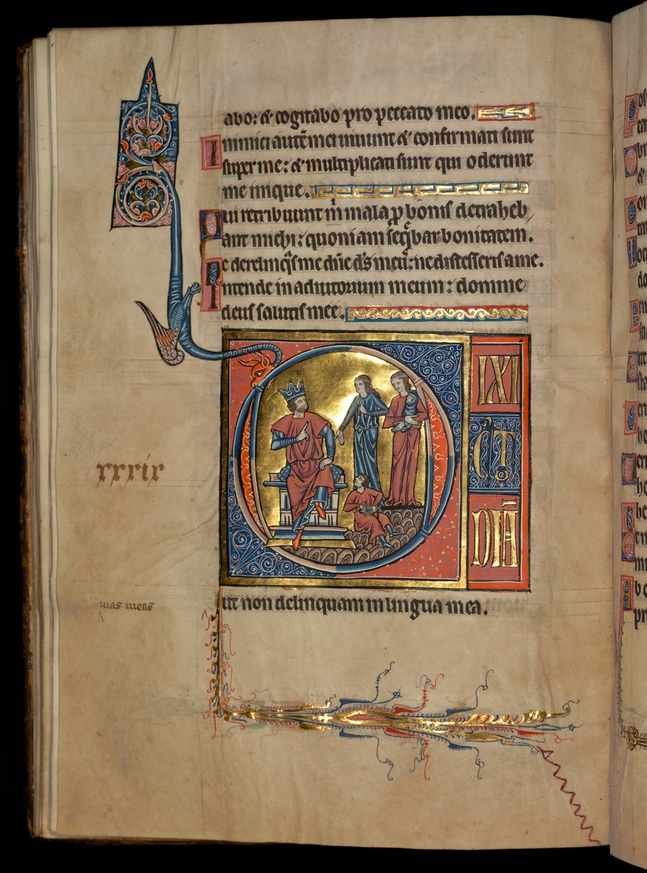Ms 322 f.41v, Salme 38, initial D, Salomons dom, illustration fra 