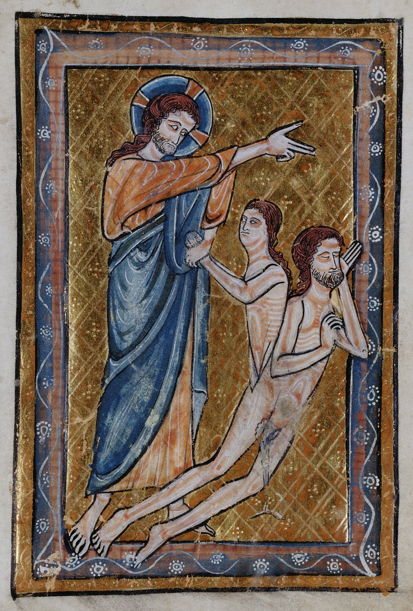 Skabelsen af Adam og Eva fra en bog med bibelbilleder, ca. 1250 af William de Brailes  