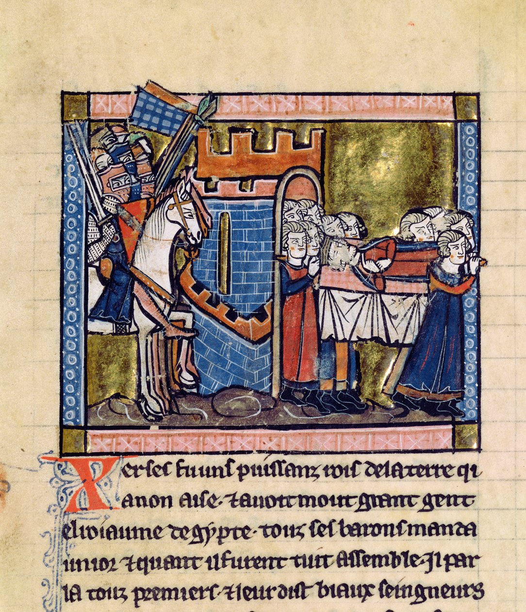Fr.2630 f.102 Borgere i Edessa hylder Baldwin II, fra Estoire d