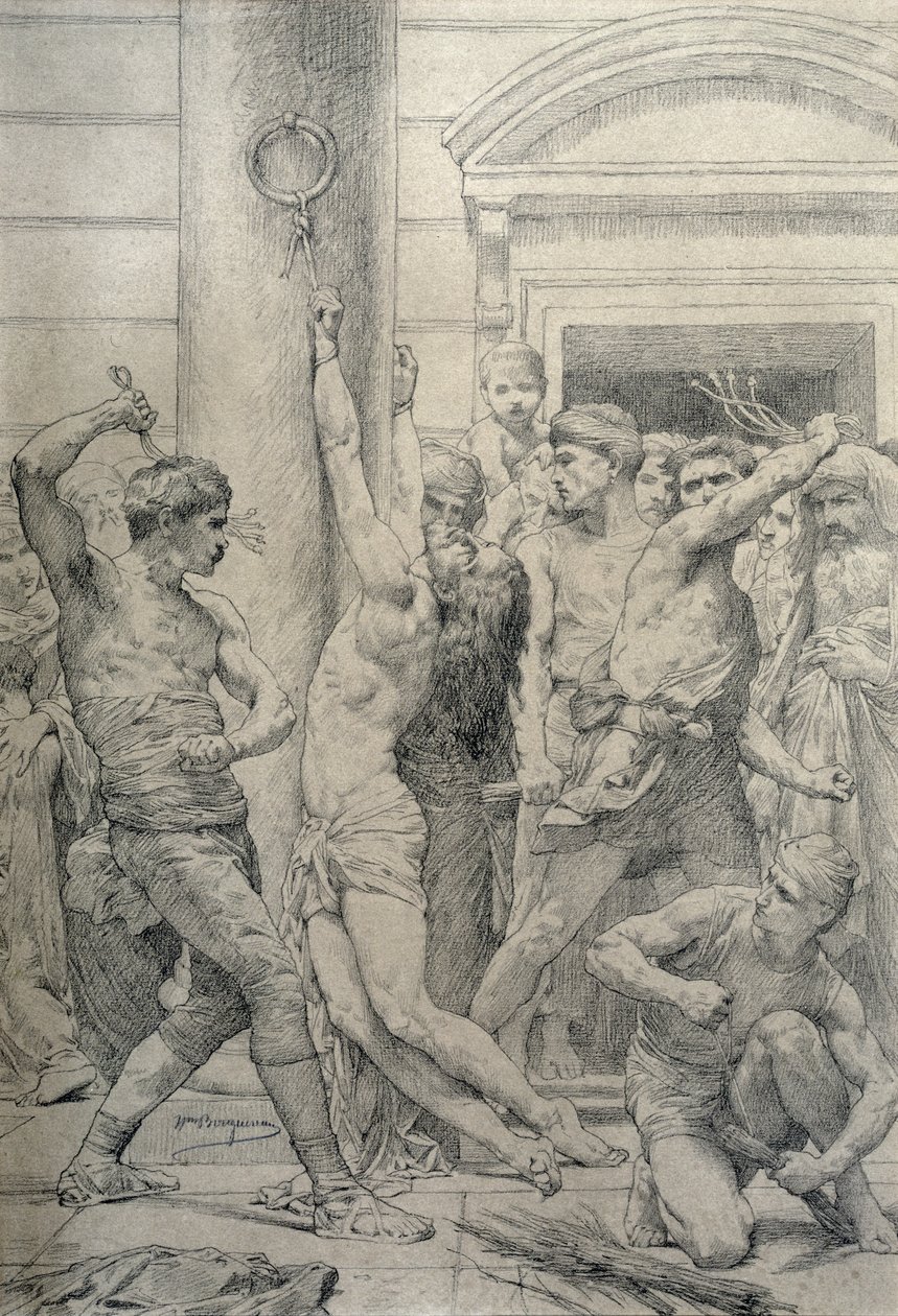 The Flagelation of Christ, ca. 1881 (kul på papir) af William Adolphe Bouguereau