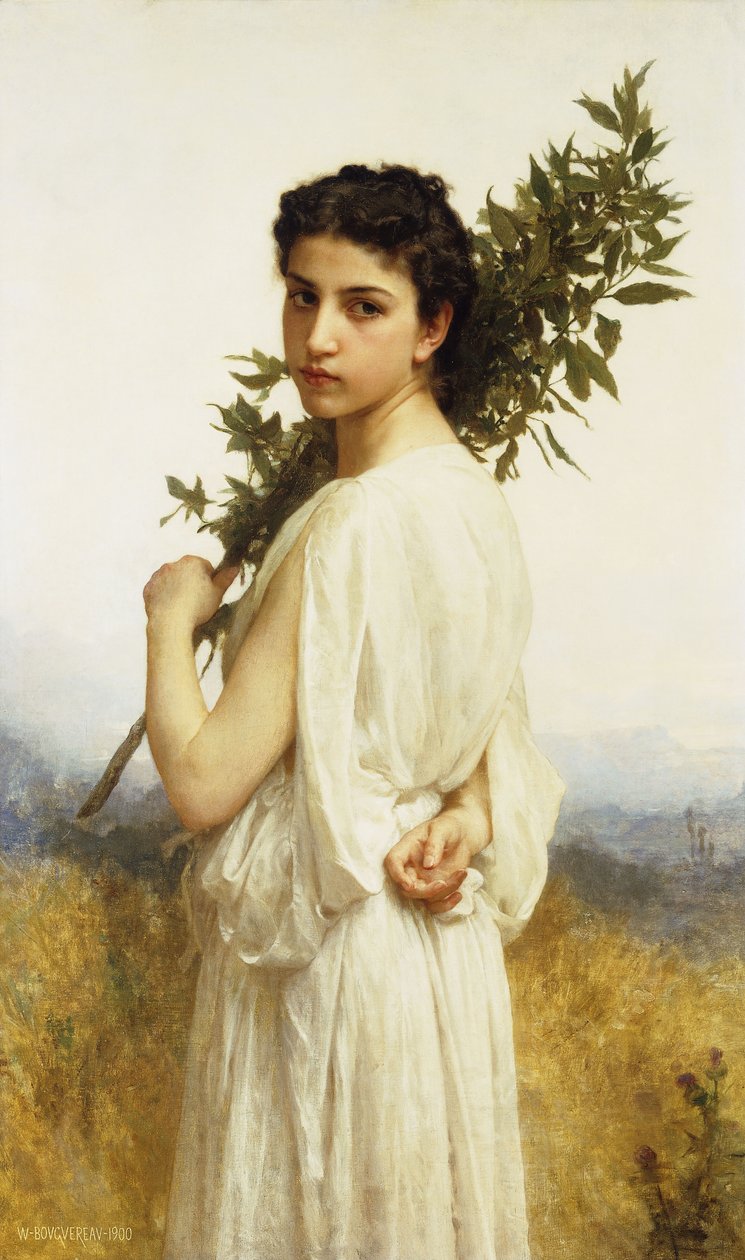 En nymfe der holder en laurbærgren, 1900 af William Adolphe Bouguereau