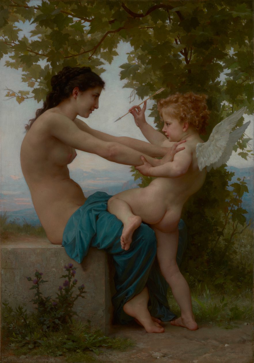 En ung pige, der forsvarer sig mod kærligheden af William-Adolphe Bouguereau