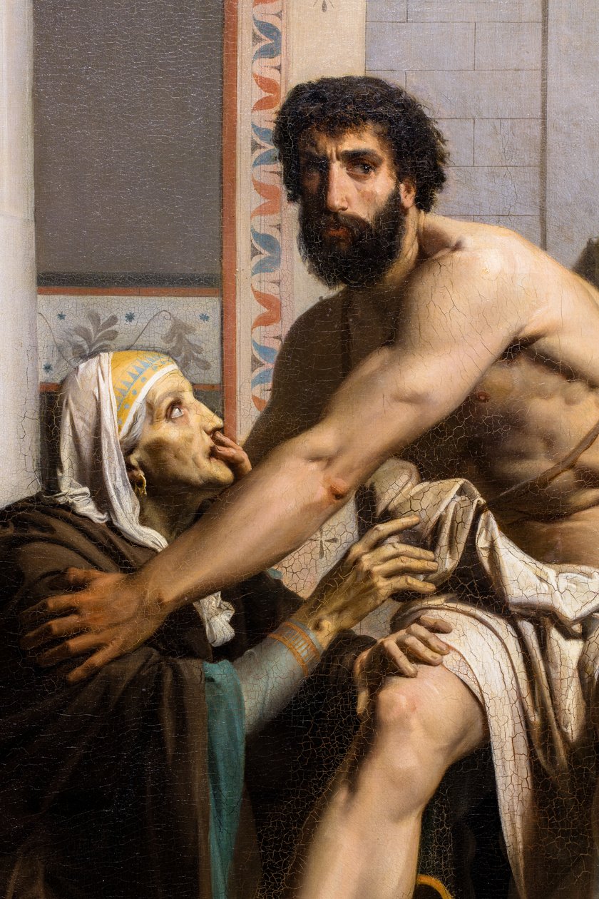 Odysseus genkendes af sin sygeplejerske, da han vender hjem fra Troja af William Adolphe Bouguereau