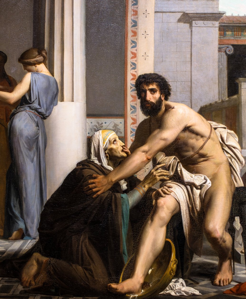 Odysseus genkendes af sin sygeplejerske, da han vender hjem fra Troja af William Adolphe Bouguereau
