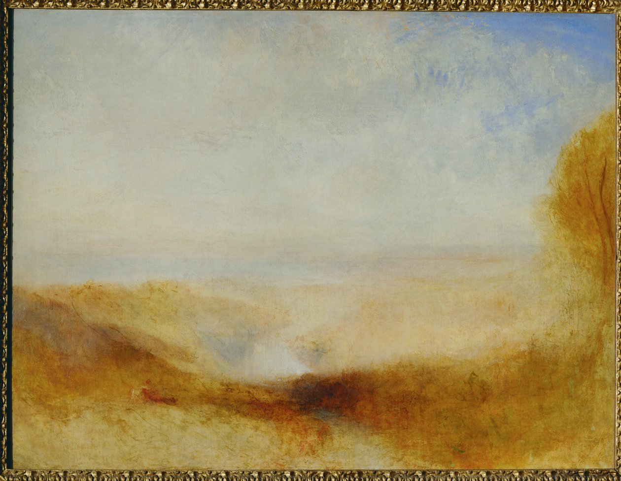 Landskab med en flod og en bugt i det fjerne ... af William (1789 1862) Turner