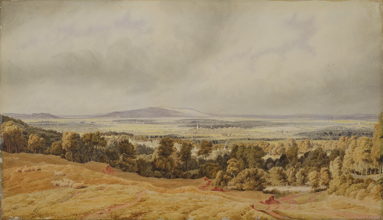 Udsigt over Broadway Hill, Worcester (akvarel på papir) af Joseph Mallord William Turner