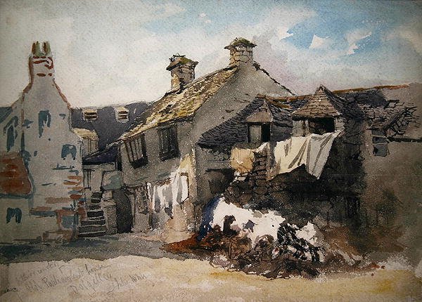 The Interior Court of Old Parliament House, Dolgelley, North Wales (akvarel på papir) af William Evans