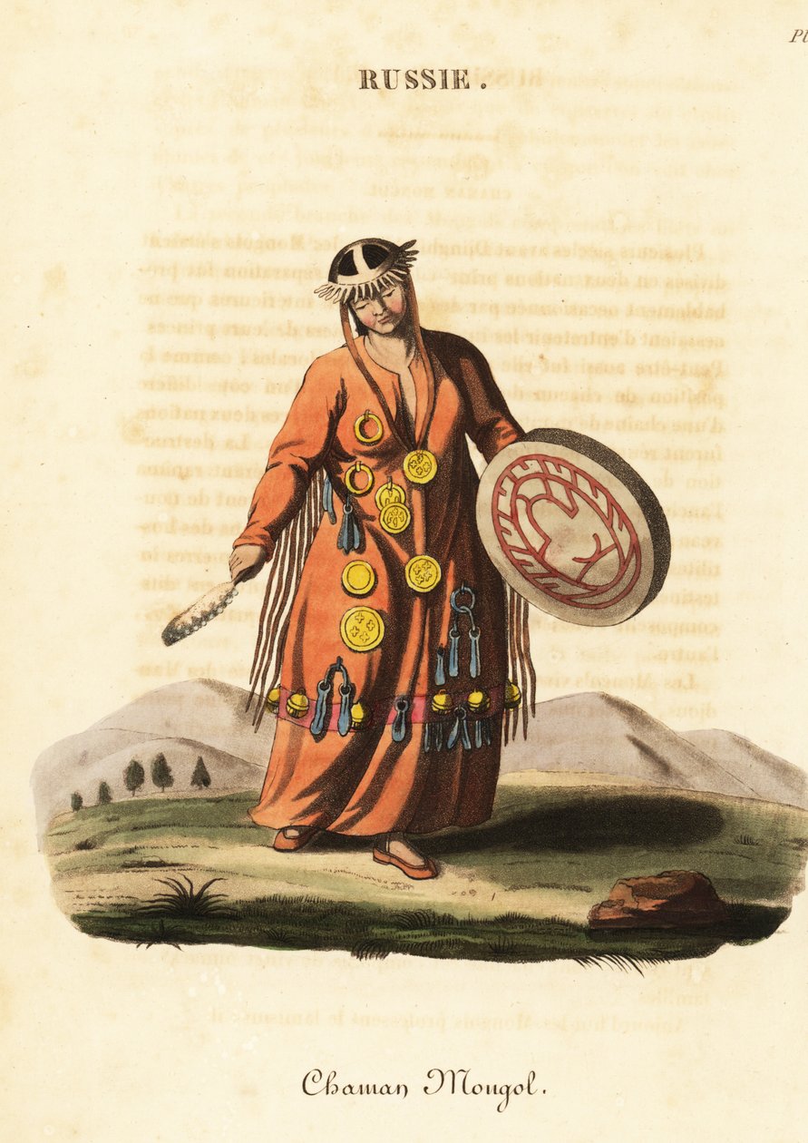Kvindelig tryllekunstner eller shaman, mongolske folk af William (after) Alexander