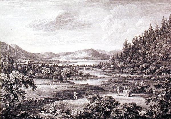 En udsigt fra Ullswater mod Pooley Bridge, indgraveret af Chatelin og Cannot (gravering) af William (after) Bellers