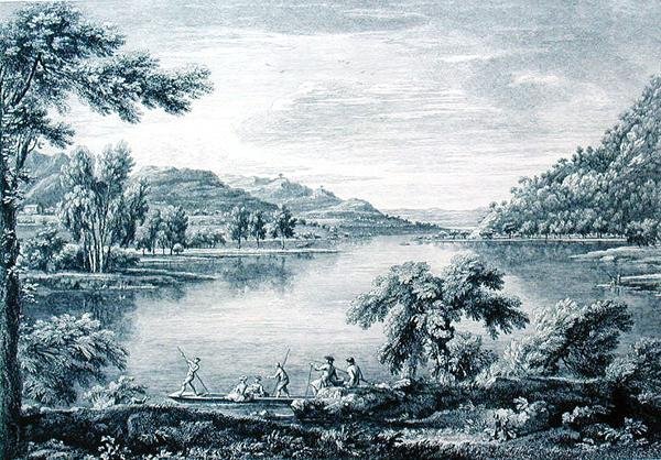 A View of Hawswater, en sø nær Banton i Westmoreland, ætset og indgraveret af Chatelin og Muller (gravering) af William (after) Bellers