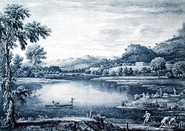 En udsigt over Winander Meer nær Ambleside, indgraveret af Chatelin og Muller af William (after) Bellers