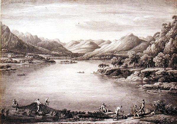En udsigt over hovedet af Ullswater mod Patterdale, indgraveret af Chatelin og Mason af William (after) Bellers