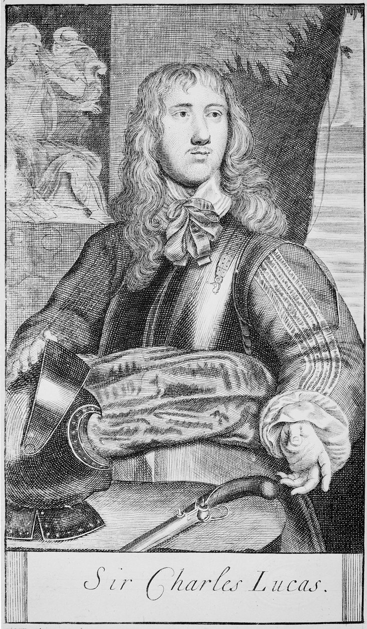 Sir Charles Lucas, ca. 1645 (gravering) af William (after) Dobson